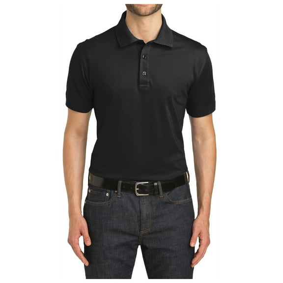 Yellow Rooster Mens Short Sleeve Stretch Pique Polo Black XS