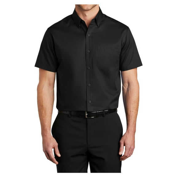 Yellow Rooster Mens Short Sleeve Superpro Twill Shirt Black XS