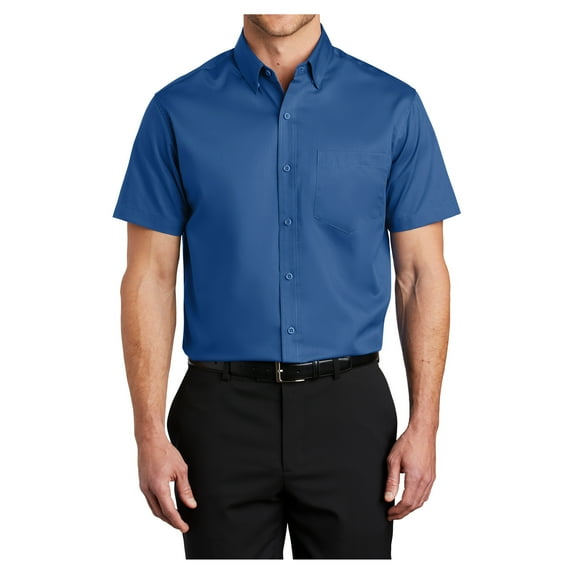Yellow Rooster Mens Short Sleeve Superpro Twill Shirt True Blue XS