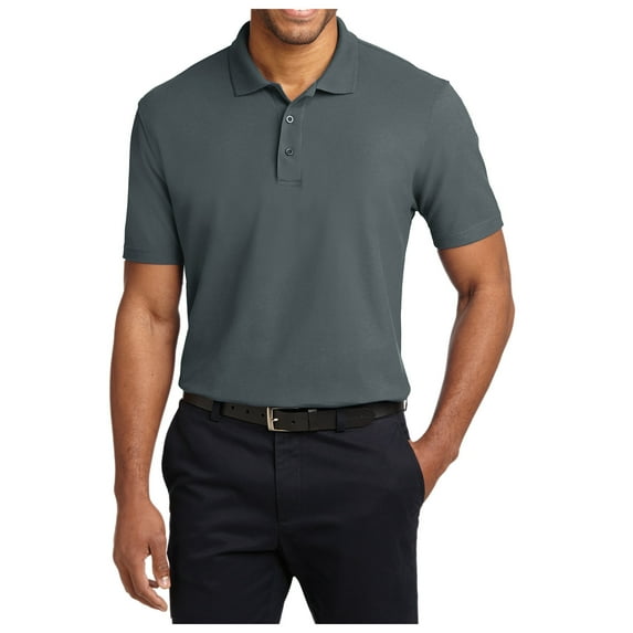Yellow Rooster Mens Short Sleeve Tall Male Stain-Release Polo Steel Grey XLT