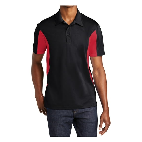 Yellow Rooster Mens Side Blocked Micropique Sport-Wick Polo Black/ True Red 5XL