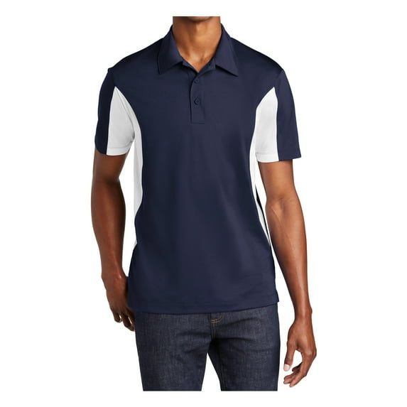 Yellow Rooster Mens Side Blocked Micropique Sport-Wick Polo True Navy/ White XS