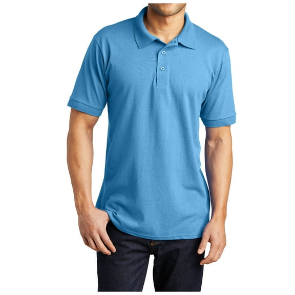 Yellow Rooster Mens Tall Core Blend Jersey Knit Polo Aquatic Blue 3XLT