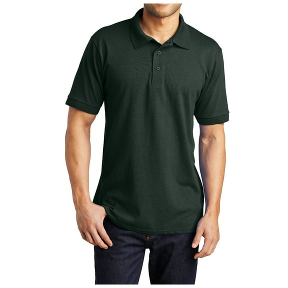 Yellow Rooster Mens Tall Core Blend Jersey Knit Polo Dark Green XLT