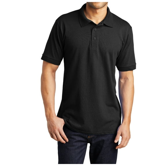 Yellow Rooster Mens Tall Core Blend Jersey Knit Polo Jet Black XLT