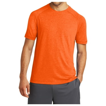 Yellow Rooster Mens Tri-Blend Wicking Raglan Tee Deep Orange Heather M