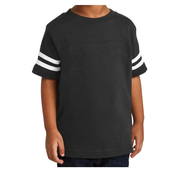 Yellow Rooster Toddler Football Style Soft Fine Jersey Tee Black/White 2-Toddler