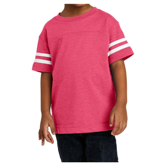 Yellow Rooster Toddler Football Style Soft Fine Jersey Tee Vintage Hot Pink/Blended White 4-Toddler
