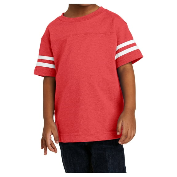 Yellow Rooster Toddler Football Style Soft Fine Jersey Tee Vintage Red/Blended White 4-Toddler