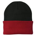 thumbnail image 1 of Yellow Rooster Unisex 3-Inch Fold Acrylic Knit Cap Black/ Athletic Red, 1 of 1