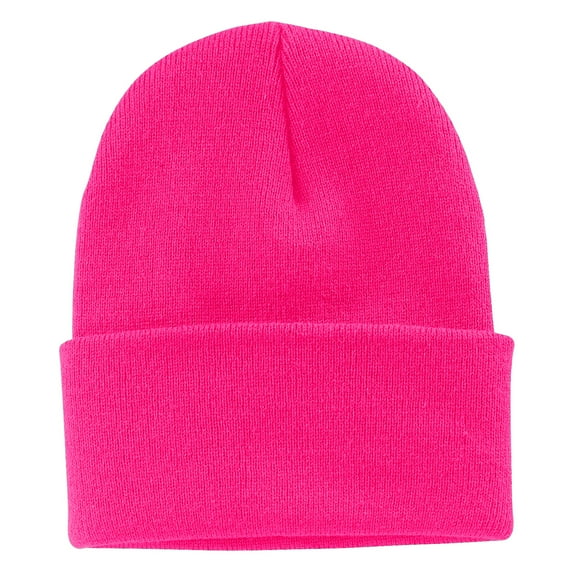 Yellow Rooster Unisex 3-Inch Fold Acrylic Knit Cap Neon Pink Glo