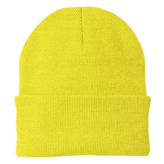 Yellow Rooster Unisex 3-Inch Fold Acrylic Knit Cap Neon Yellow