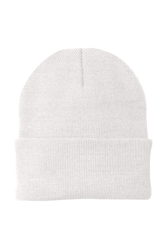 Unisex 3-Inch Fold Acrylic Knit Cap White