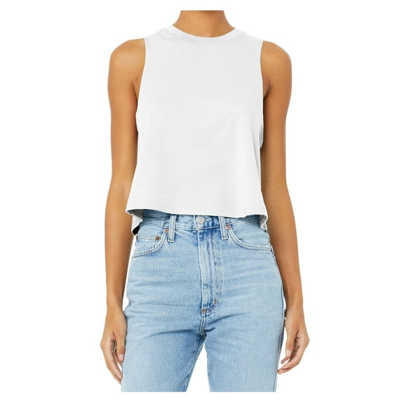 Yellow Rooster Women Racerback Female Tank Top Solid White Blend 2X-Large