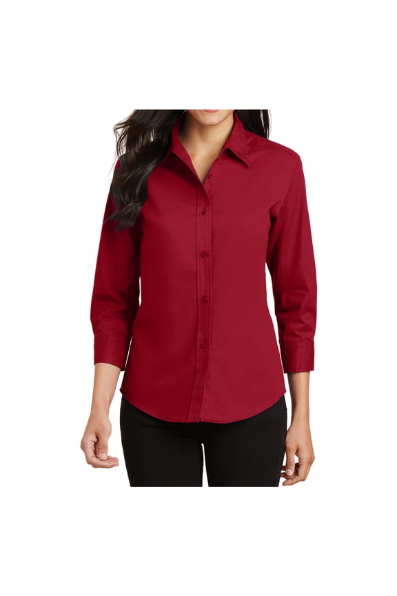 Women's 3/4-Sleeve Easy Care Shirt Red 3XL