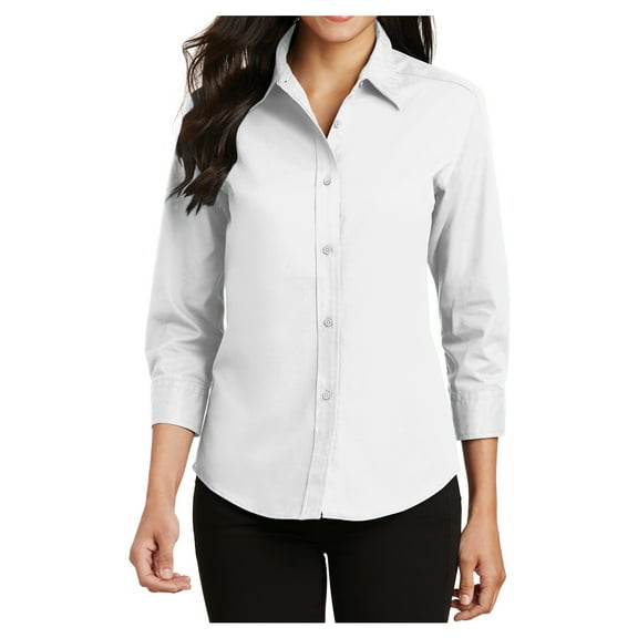 Yellow Rooster Women's 3/4-Sleeve Easy Care Shirt White L