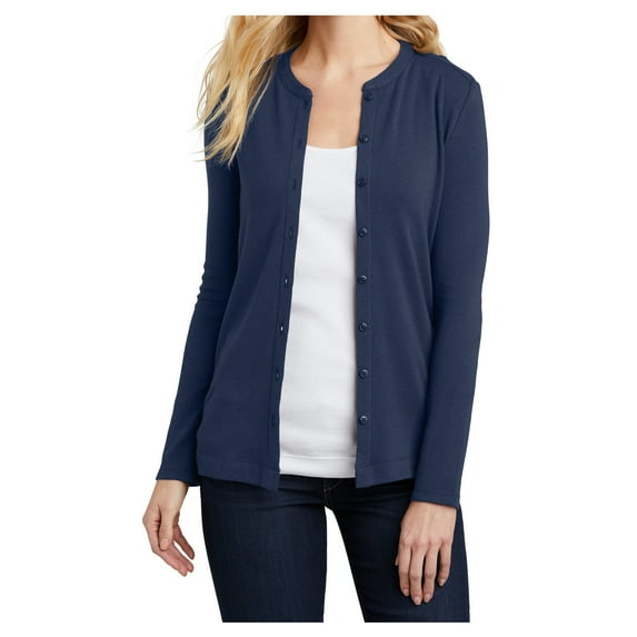 Yellow Rooster Women's Concept Stretch Button Front Cardigan Dress Blue Navy S