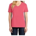 thumbnail image 1 of Yellow Rooster Women's Core Cotton V-Neck Tee Coral XS, 1 of 6