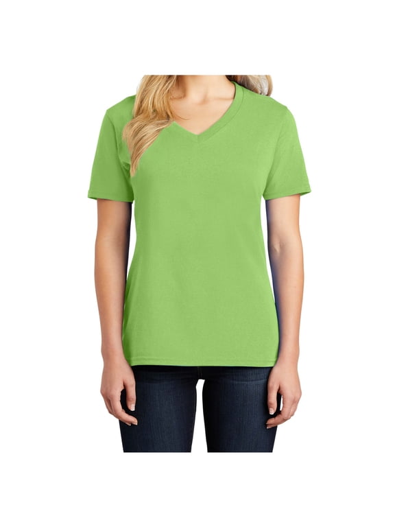 Women's Core Cotton V-Neck Tee Lime 4XL