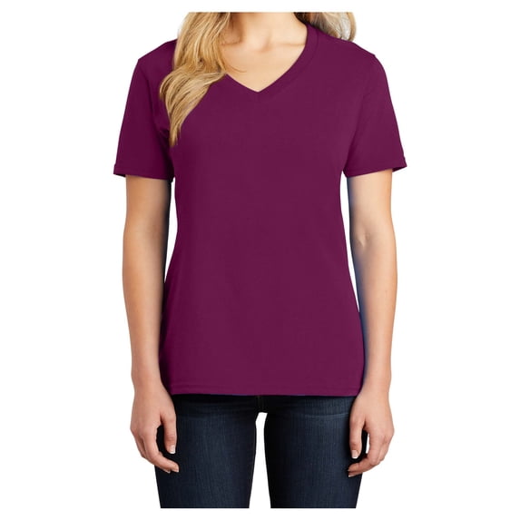 Yellow Rooster Women's Core Cotton V-Neck Tee Raspberry 3XL