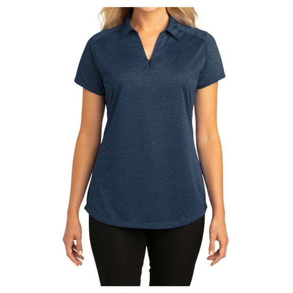 Yellow Rooster Women's Digi Heather Performance Polo T-Shirt Dress Blue Navy 2XL