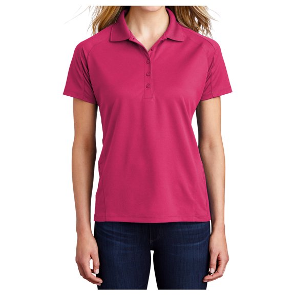 Yellow Rooster Women's Dri-Mesh Pro Female Polo T-Shirts Pink Raspberry L