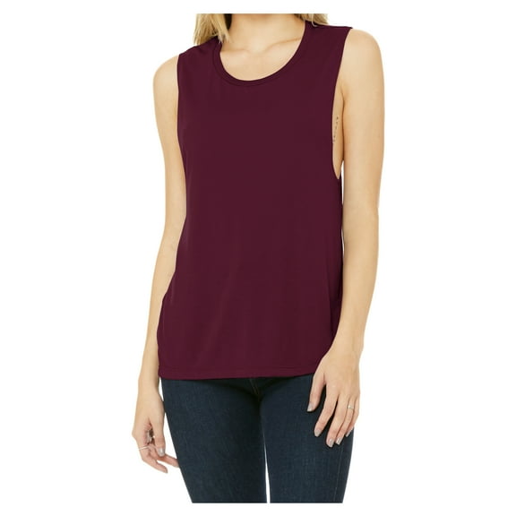 Yellow Rooster Women's Flowy Scoop Muscle Tank Maroon Medium