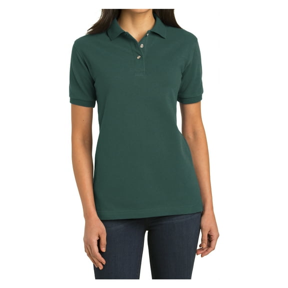 Yellow Rooster Women's Heavyweight Cotton Pique Female Polo Shirt Dark Green S