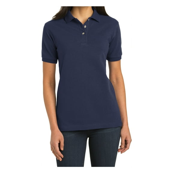 Yellow Rooster Women's Heavyweight Cotton Pique Female Polo Shirt Navy XS