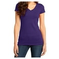 thumbnail image 1 of Yellow Rooster Women's Juniors Very Important V-Neck Cotton Tee Purple S, 1 of 6