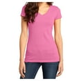 thumbnail image 1 of Yellow Rooster Women's Juniors Very Important V-Neck Cotton Tee True Pink S, 1 of 6