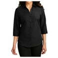 thumbnail image 1 of Yellow Rooster Women's Ladies 3/4-Sleeve Carefree Poplin Shirt Deep Black 3XL, 1 of 5