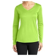 Yellow Rooster Women's Long Sleeve PosiCharge Competitor V-Neck Tee Lime Shock 2XL