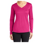 Yellow Rooster Women's Long Sleeve PosiCharge Competitor V-Neck Tee Pink Raspberry XS
