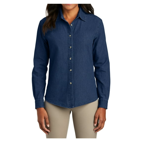 Yellow Rooster Women's Long Sleeve Value Denim Shirt Ink Blue S