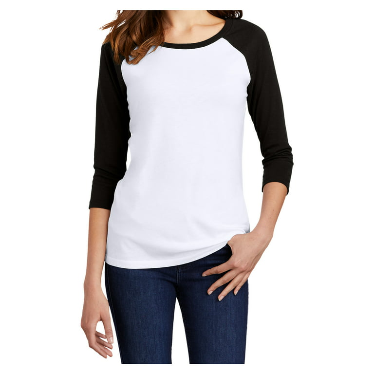 Yellow Rooster Women's Perfect Tri 3/4-Sleeve Female Raglan T-Shirt Black/  White 2XL