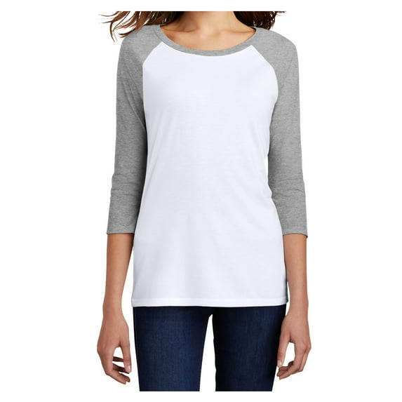 Yellow Rooster Women's Perfect Tri 3/4-Sleeve Female Raglan T-Shirt Grey Frost/ White XS