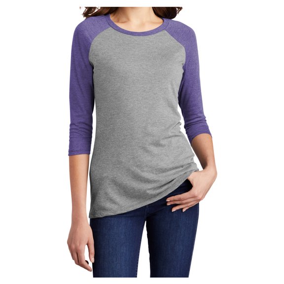 Yellow Rooster Women's Perfect Tri 3/4-Sleeve Female Raglan T-Shirt Purple Frost/ Grey Frost XL