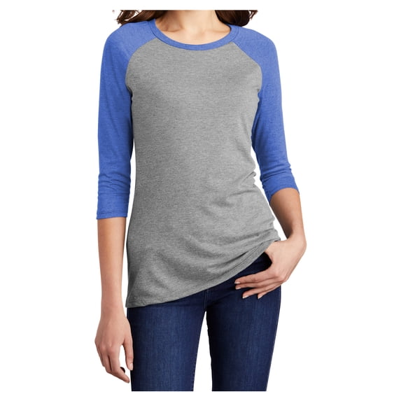 Yellow Rooster Women's Perfect Tri 3/4-Sleeve Female Raglan T-Shirt Royal Frost/ Grey Frost M