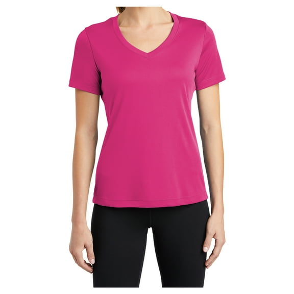 Yellow Rooster Women's PosiCharge Competitor V-Neck Tee Pink Raspberry M