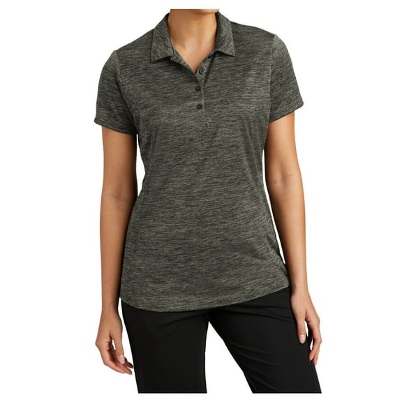 Yellow Rooster Women's PosiCharge Electric Heather Polo Grey-Black Electric M
