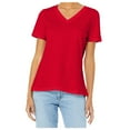 thumbnail image 1 of Yellow Rooster Women's Relaxed Jersey Short Sleeve V-Neck Tee Red S, 1 of 6