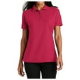 thumbnail image 1 of Yellow Rooster Women's Short Sleeve Stain-Release Polo T-Shirt Red L, 1 of 6