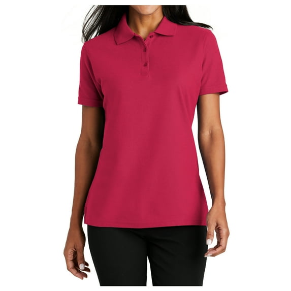 Yellow Rooster Women's Short Sleeve Stain-Release Polo T-Shirt Red L