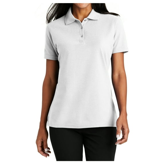 Yellow Rooster Women's Short Sleeve Stain-Release Polo T-Shirt White L