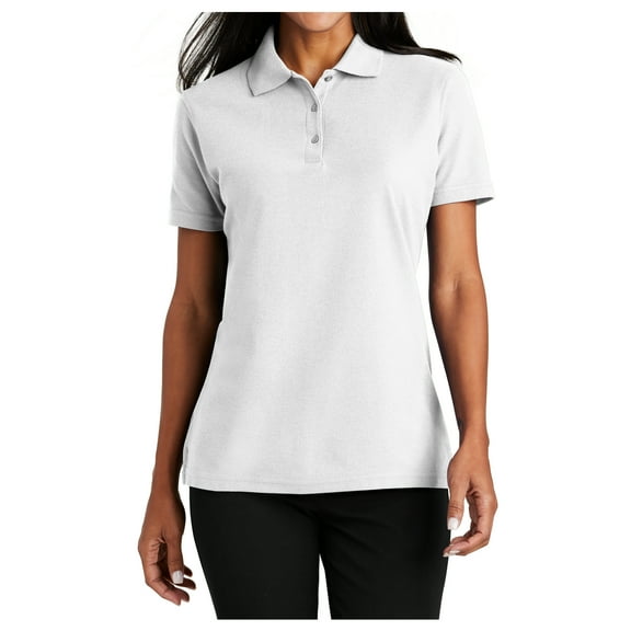 Yellow Rooster Women's Short Sleeve Stain-Release Polo T-Shirt White S