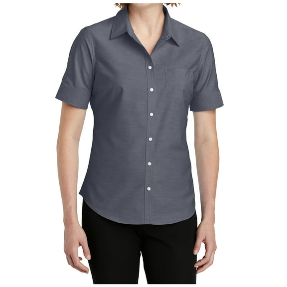 Yellow Rooster Women's Short Sleeve SuperPro Oxford Shirt Black S