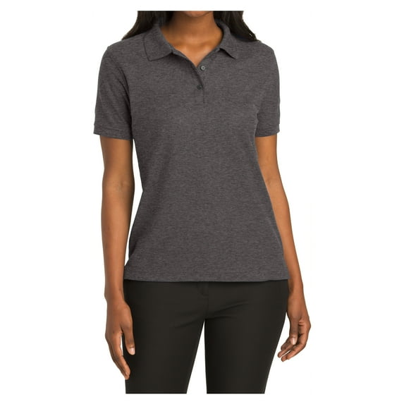 Yellow Rooster Women's Silk Touch Classic Female Polo Shirt Charcoal Heather Grey L