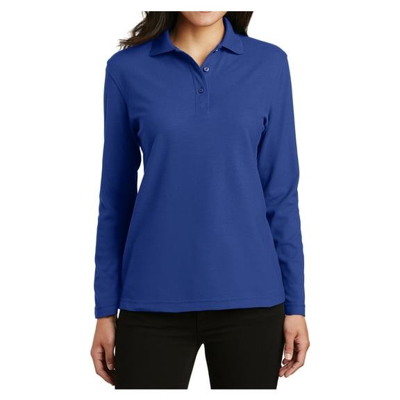 Yellow Rooster Women's Silk Touch Long Sleeve Polo Shirt Royal L