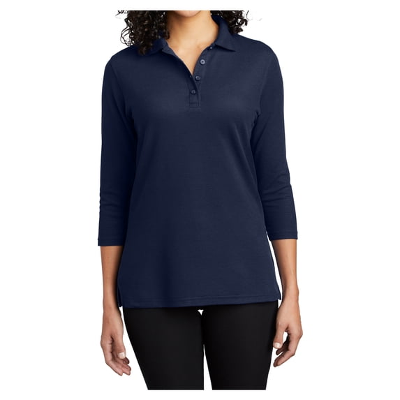 Yellow Rooster Women's Silk Touch ¾ Sleeve Polo Shirt Navy XL